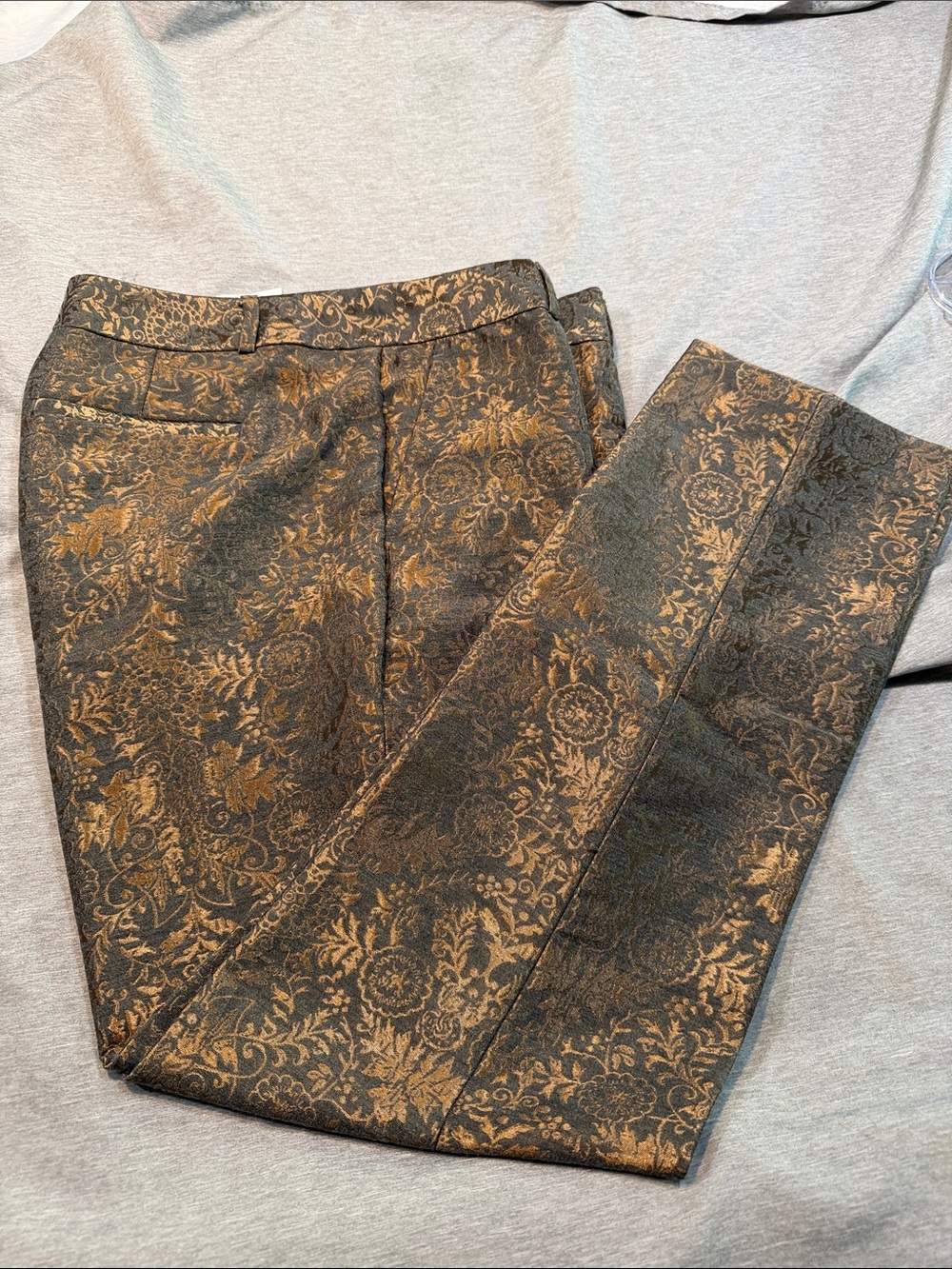 Banana Republic Black and Gold Brocade Dress Pants